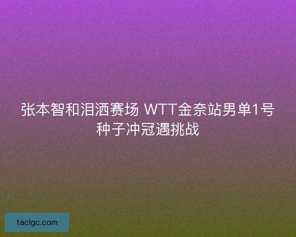 张本智和泪洒赛场 WTT金奈站男单1号种子冲冠遇挑战